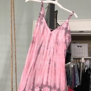 Super cute pink tie dye ruffle dress!